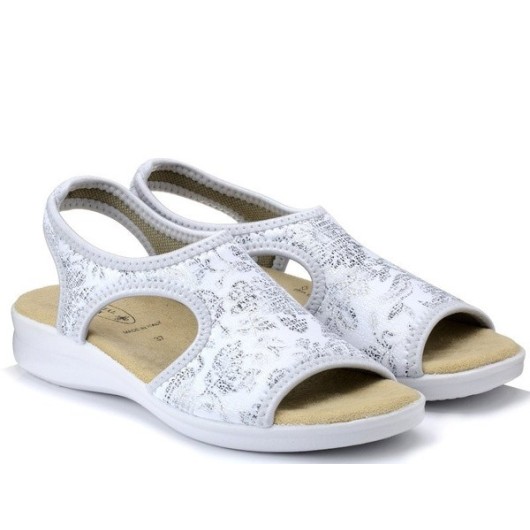 Sandały ze streczem damskie białe zdrowotne Sanital Flex