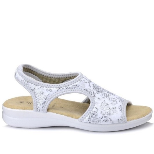 Sandały ze streczem damskie białe zdrowotne Sanital Flex