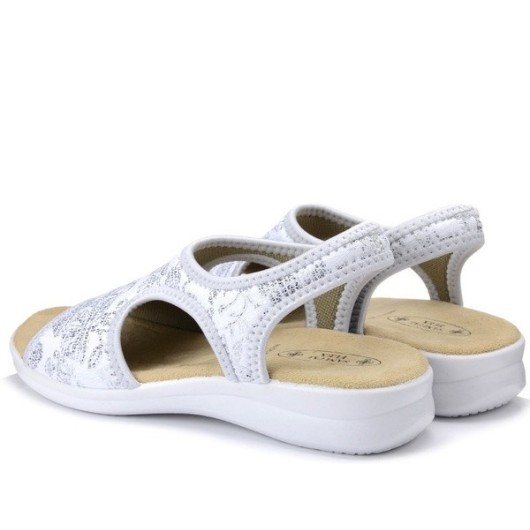 Sandały ze streczem damskie białe zdrowotne Sanital Flex