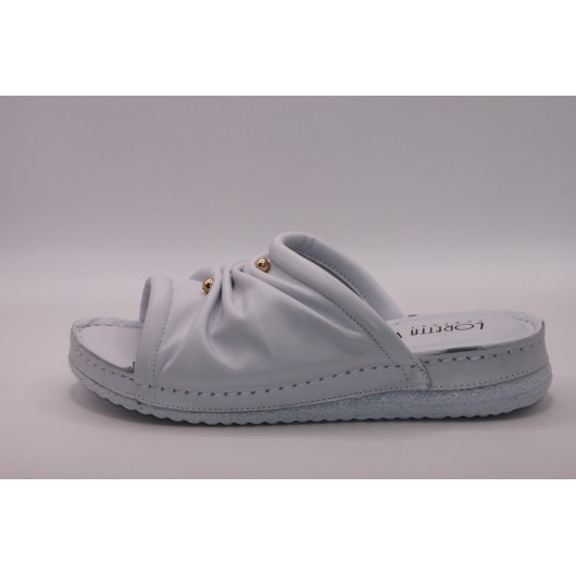 Klapek skórzany Loretta Vitale biały  na platformie