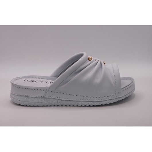 Klapek skórzany Loretta Vitale biały  na platformie