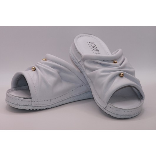 Klapek skórzany Loretta Vitale biały  na platformie