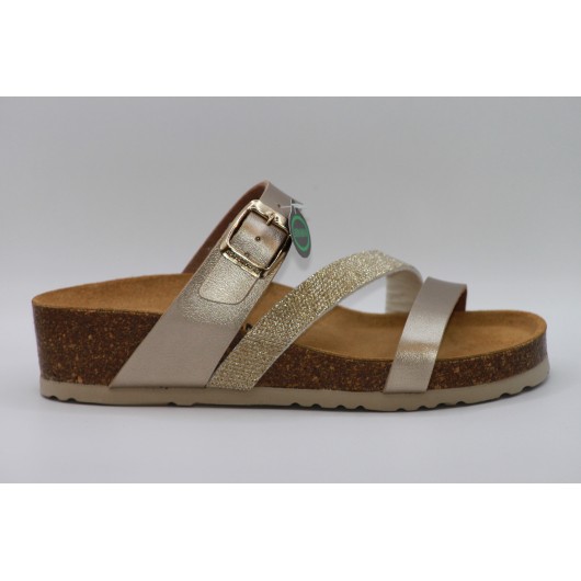 Klapki na koturnie Dr.Brinkmann 700753-82 złote