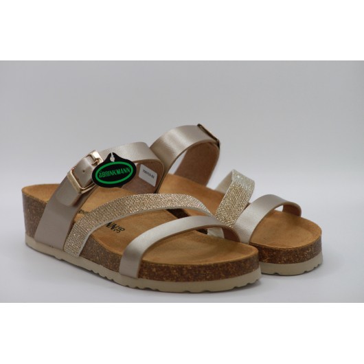 Klapki na koturnie Dr.Brinkmann 700753-82 złote