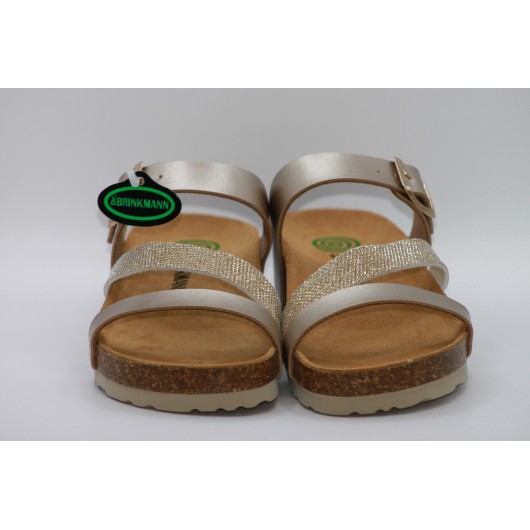Klapki na koturnie Dr.Brinkmann 700753-82 złote