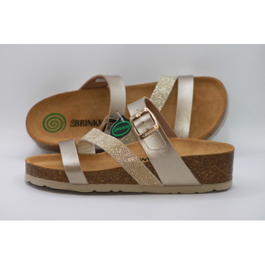 Klapki na koturnie Dr.Brinkmann 700753-82 złote