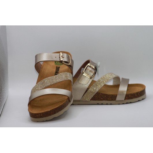 Klapki na koturnie Dr.Brinkmann 700753-82 złote