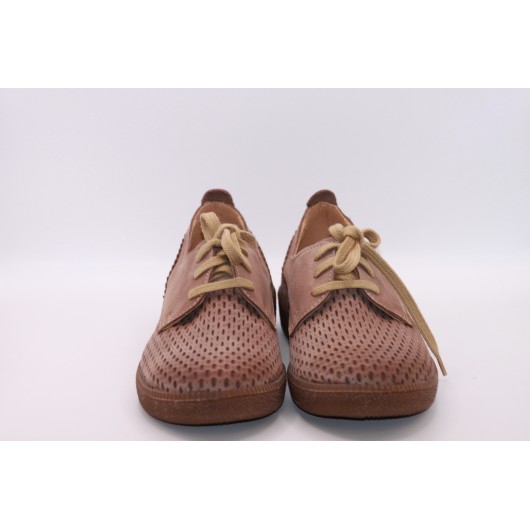 Półbuty skórzane ażurowe Brodacz 7763 Brąz jasny
