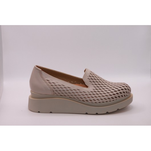 Półbuty damskie skórzane ażurowe Brodacz 7790 Capucino