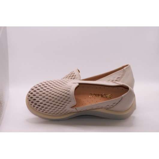 Półbuty damskie skórzane ażurowe Brodacz 7790 Capucino