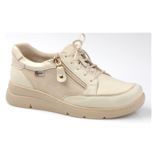 Półbuty damskie na koturnie  beżowe skórzane Enna 5012/02K/F588