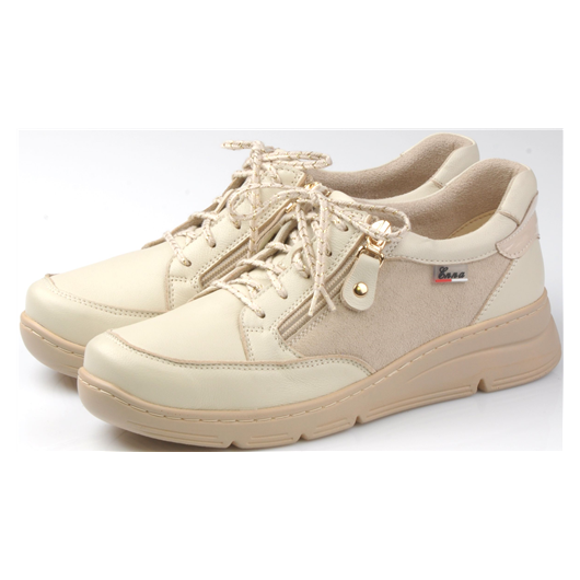 Półbuty damskie na koturnie  beżowe skórzane Enna 5012/02K/F588