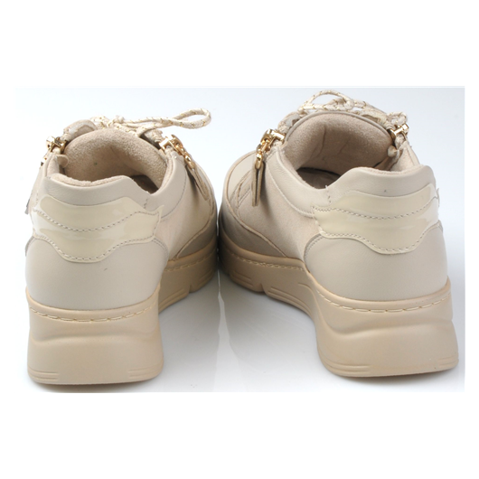 Półbut damski skórzany z zamkiem beżowy Enna 5012/03K koturn