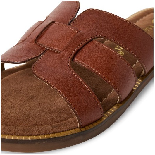 Klapki skórzane brązowe płaskie Marco Tozzi 2-27108-44