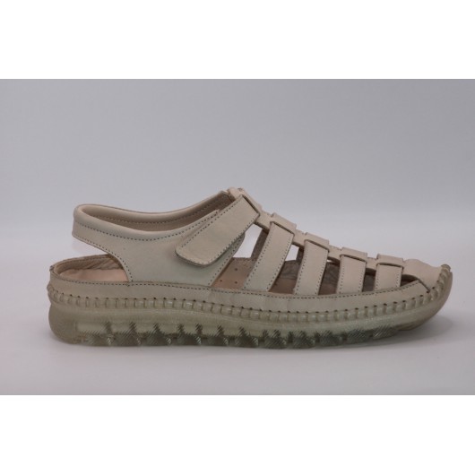 Sandałki kryte beżowe skórzane Loretta Vitale Es/106