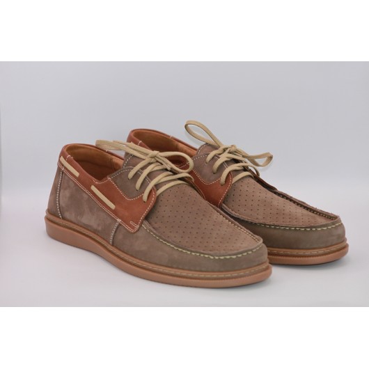 Zamszowy półbut męski oddychający brąz Lavaggio 2351-NBS HIT