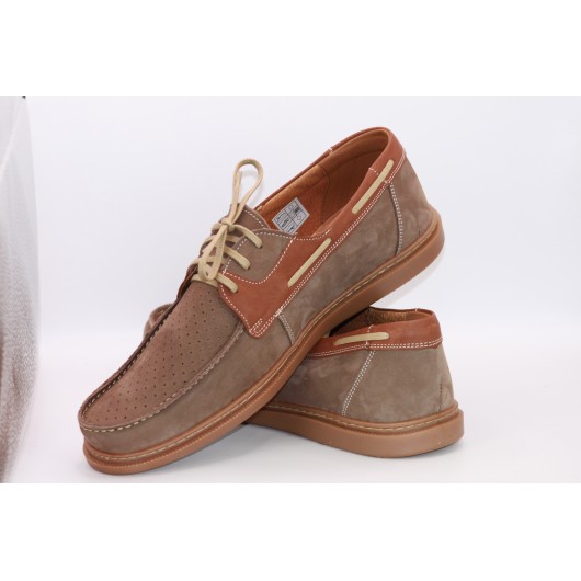 Zamszowy półbut męski oddychający brąz Lavaggio 2351-NBS HIT