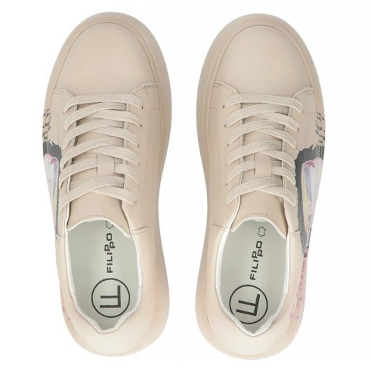 Skórzane sneakersy Filippo DP6835/25 BE beżowe