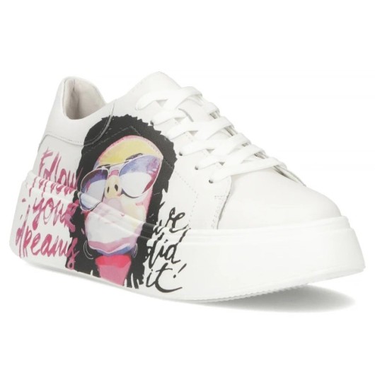 Skórzane sneakersy Filippo DP6835/25 WH białe nowy model