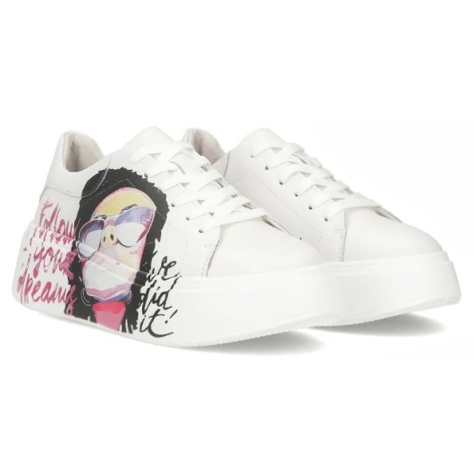 Skórzane sneakersy Filippo DP6835/25 WH białe nowy model