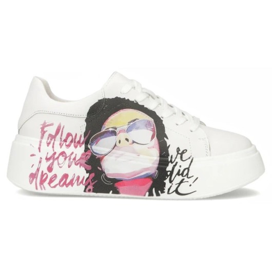 Skórzane sneakersy Filippo DP6835/25 WH białe nowy model