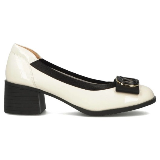 Skórzane czółenka Filippo DP6960/25 BE beżowe