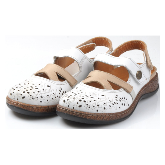 Półbuty damskie ażurowe skórzane Loretta LO7267-36 Białe