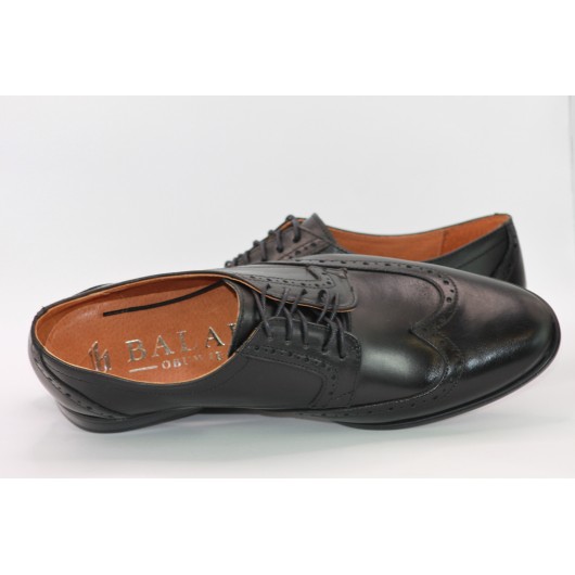 Półbuty skórzane wizytowe czarne Balak 1023