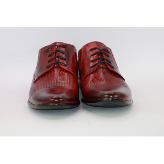 Bordowe pantofle wizytowe Wall Street skórzane