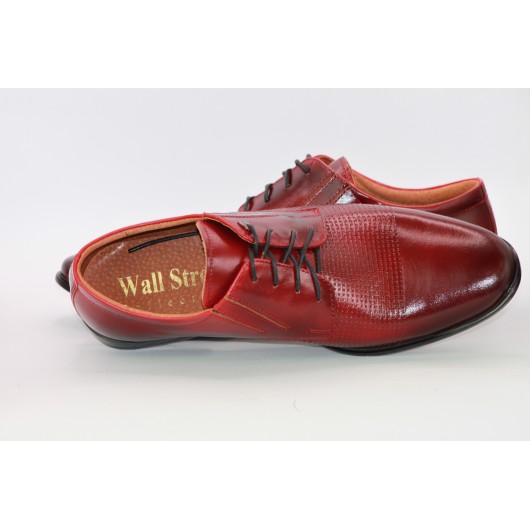 Bordowe pantofle wizytowe Wall Street skórzane