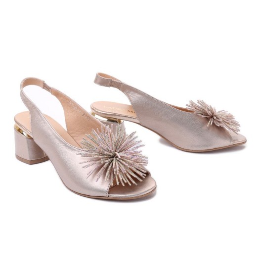 Sandały damskie skórzane złote Laura Messi 2719