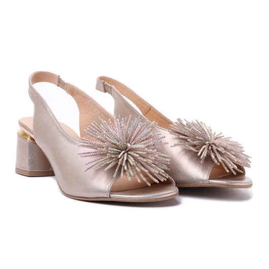 Sandały damskie skórzane złote Laura Messi 2719