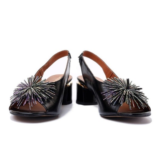 Skórzane sandały damskie czarne Laura Messi 2719\173