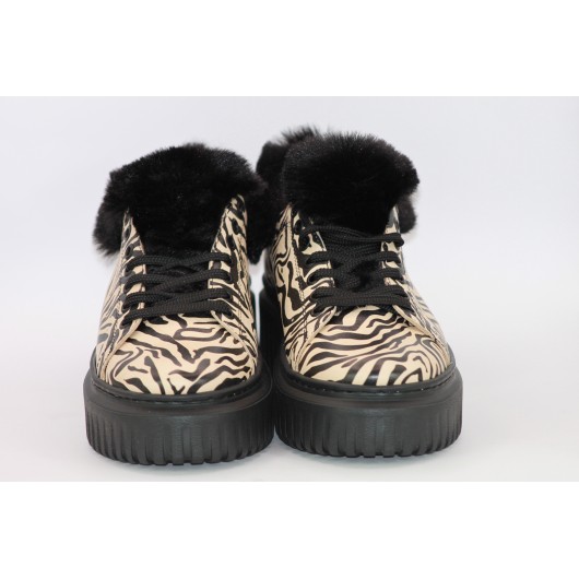 Półbuty damskie skórzane Kampa zebra beżowe