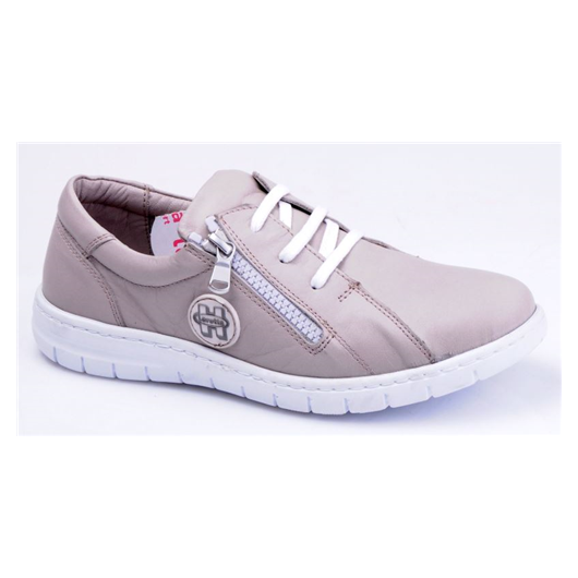 Półbuty damskie Loretta LO6832-08 skórzane komfort i wygoda szare