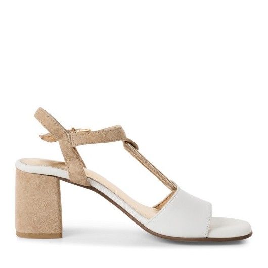 Eleganckie sandałki damskie skórzane Marco Tozzi 2-28332-44 białe