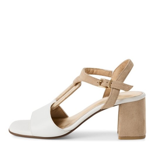 Eleganckie sandałki damskie skórzane Marco Tozzi 2-28332-44 białe