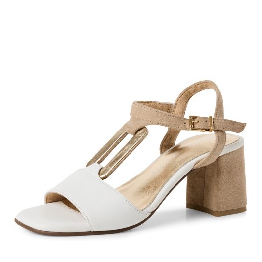 Eleganckie sandałki damskie skórzane Marco Tozzi 2-28332-44 białe
