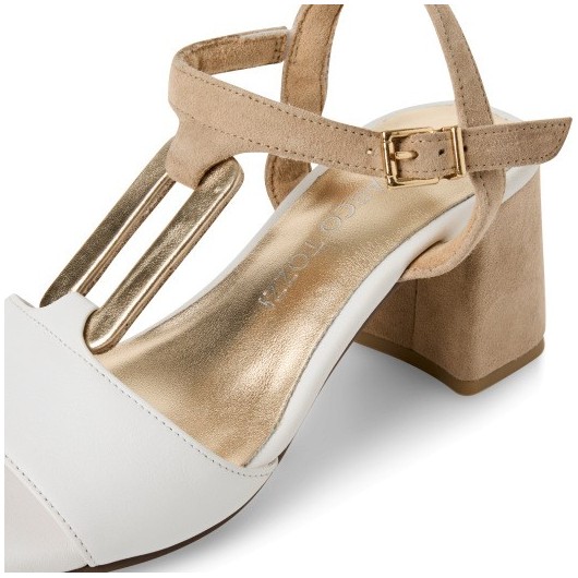 Eleganckie sandałki damskie skórzane Marco Tozzi 2-28332-44 białe