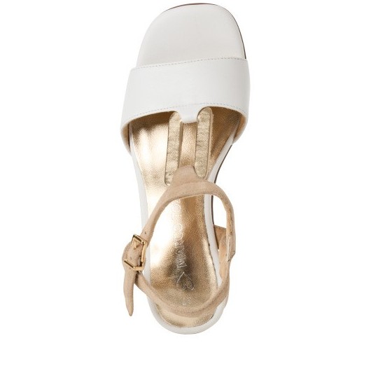 Eleganckie sandałki damskie skórzane Marco Tozzi 2-28332-44 białe