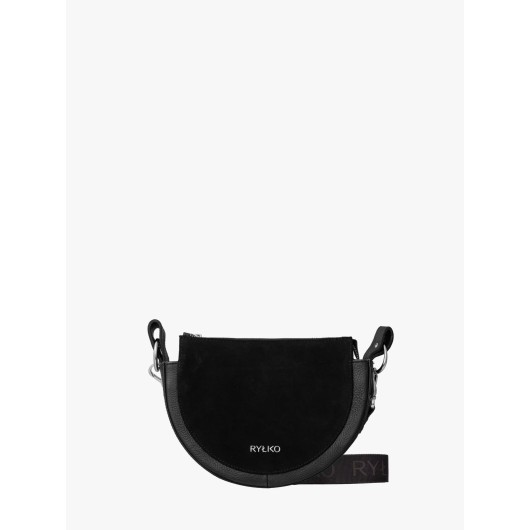 Czarna torebka Ryłko  na szerokim pasku z taśmy