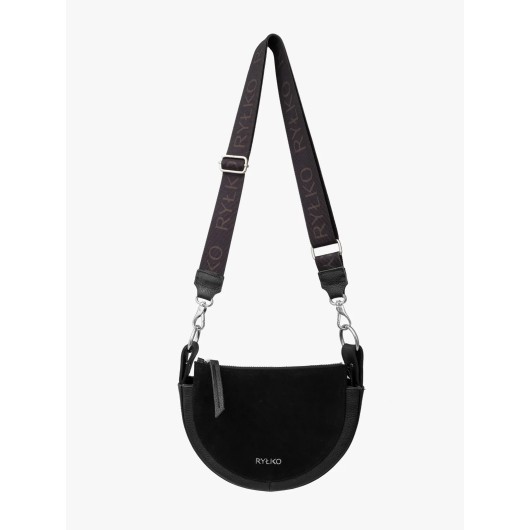 Czarna torebka Ryłko  na szerokim pasku z taśmy