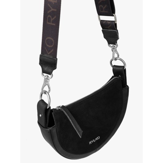 Czarna torebka Ryłko  na szerokim pasku z taśmy