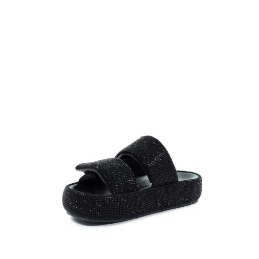 Damskie klapki czarne GOE RR2N4122 z cekinami