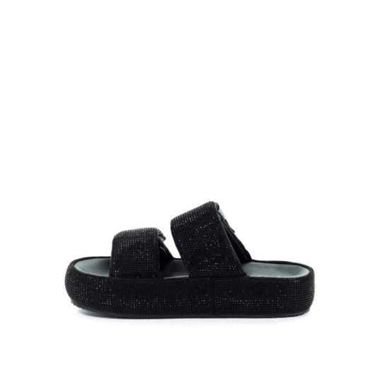 Damskie klapki czarne GOE RR2N4122 z cekinami