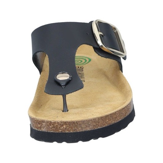 Wygodne klapki damskie Dr.Brinkmann czarne skórzane