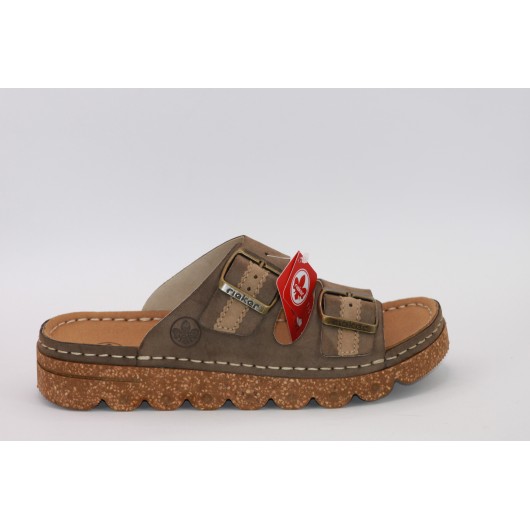 Wygodne klapki Rieker brązowe do roz.42