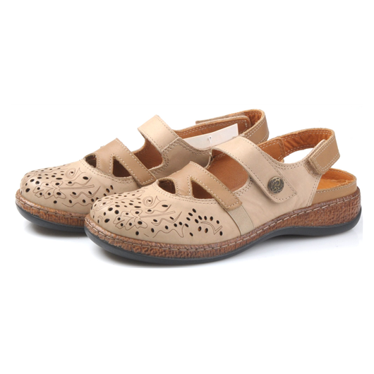 Półbut damski skórzany z krytym przodem Loretta beżowy