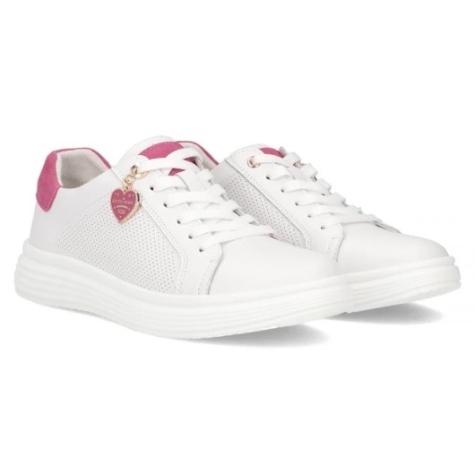 Skórzane sneakersy Filippo DP6860/25 WH FH białe