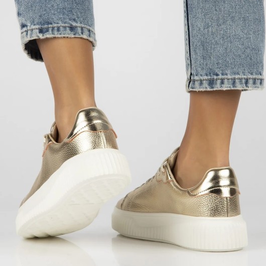 Skórzane sneakersy Filippo DP6729/25 GO złote
